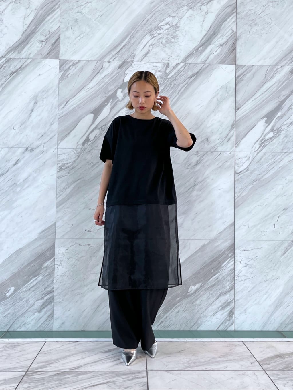Harukaさんの「INDIVI｜シアードッキングTシャツ」を使ったコーディネート