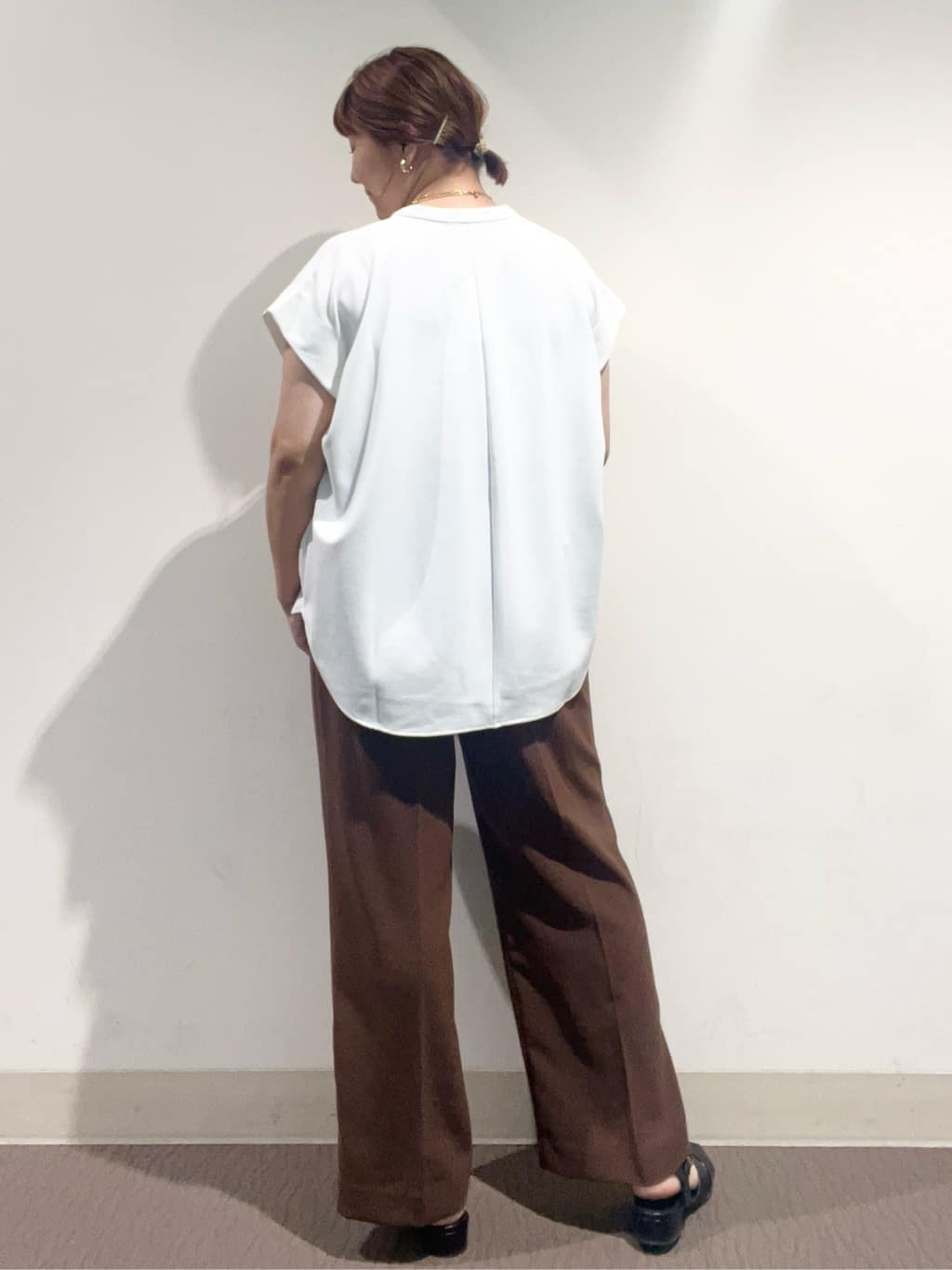 のん.Yさんの「OPAQUE.CLIP｜◆スキッパーフレンチスリーブトップス【UV／吸水速乾／洗濯機洗い可】」を使ったコーディネート
