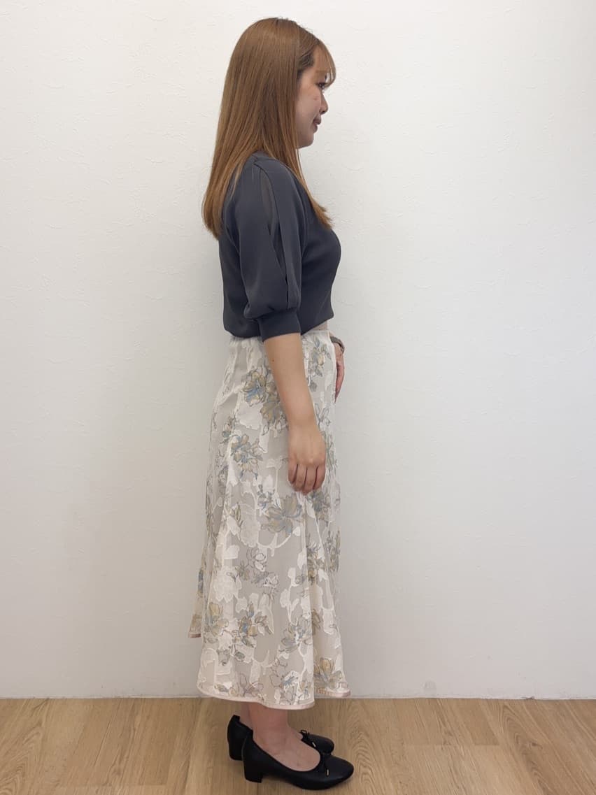 Haruさんの「OPAQUE.CLIP｜《6色展開／XS-LLサイズ》ドライタッチ デザインスリーブニット【洗濯機洗い可／接触冷感／抗ピル】」を使ったコーディネート