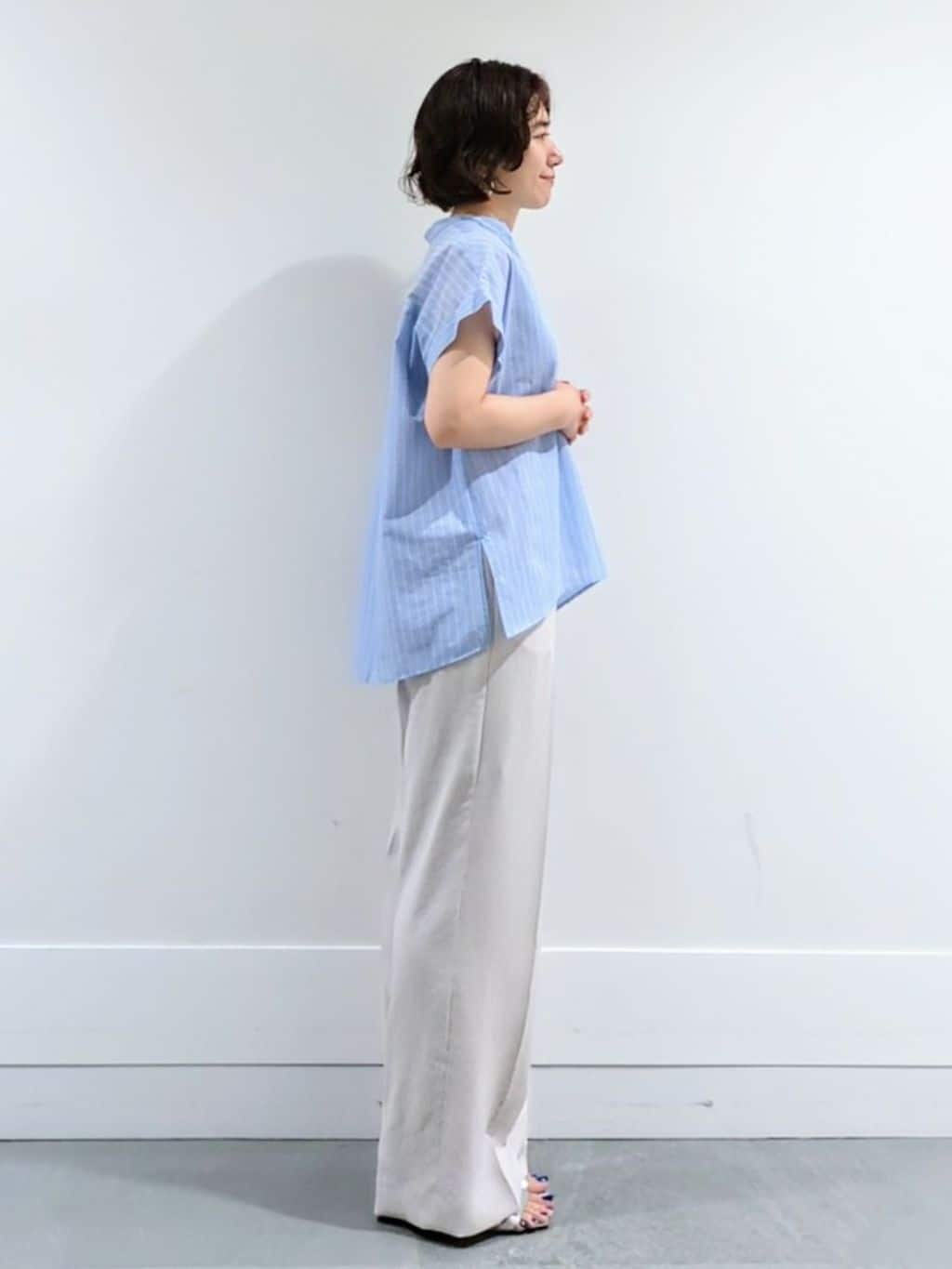 ミズタさんの「UNTITLED｜【洗える/スキッパー】フレンチスリーブシアーブラウス」を使ったコーディネート