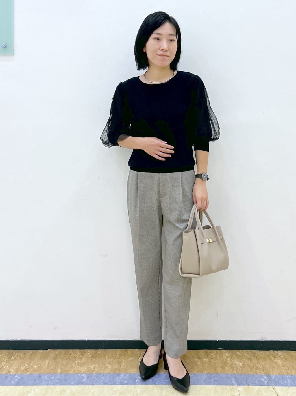 su.さんの「index｜《5色展開》マジョリカプリーツスリーブニット【洗濯機洗い可】」を使ったコーディネート