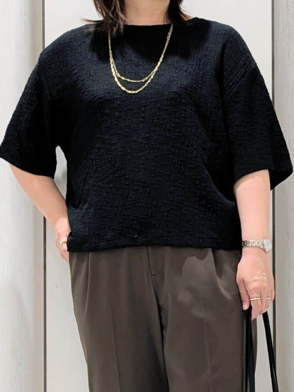 Onumaさんの「UNTITLED｜【五分袖/ジャージトップス】スラブカールマイヤープルオーバー」を使ったコーディネート