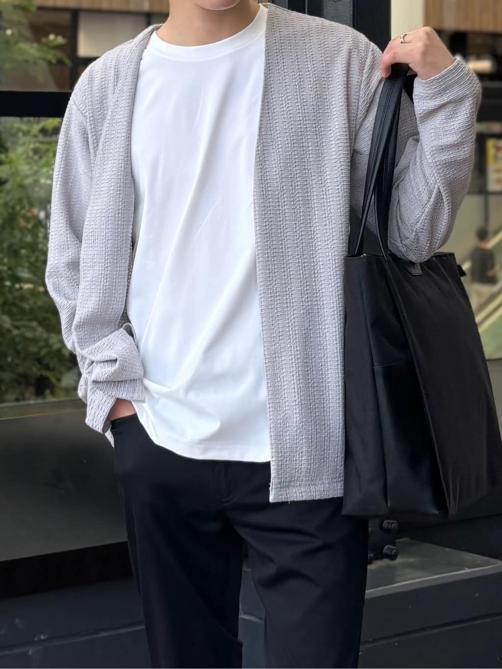 うらしーさんの「THE SHOP TK｜【セットでお買い得！！】長袖カーディガン＋半袖Tシャツ　洗濯機OK/吸水速乾(Tシャツのみ)」を使ったコーディネート