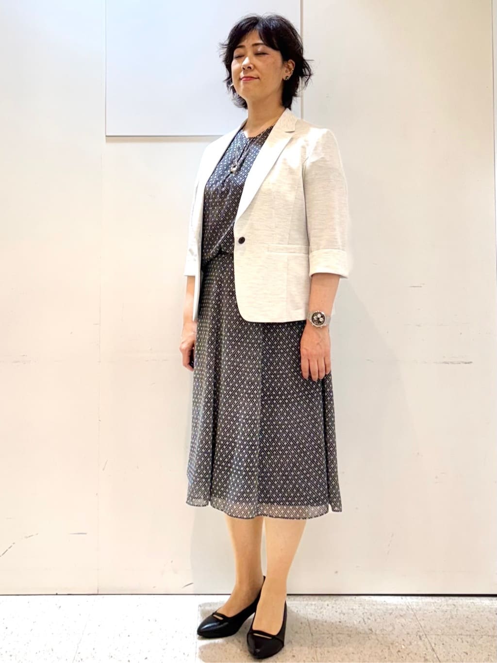 ヤスコさんの「Reflect｜【マシンウォッシュ可／セットアップ可】コツキ柄プリントブラウス」を使ったコーディネート