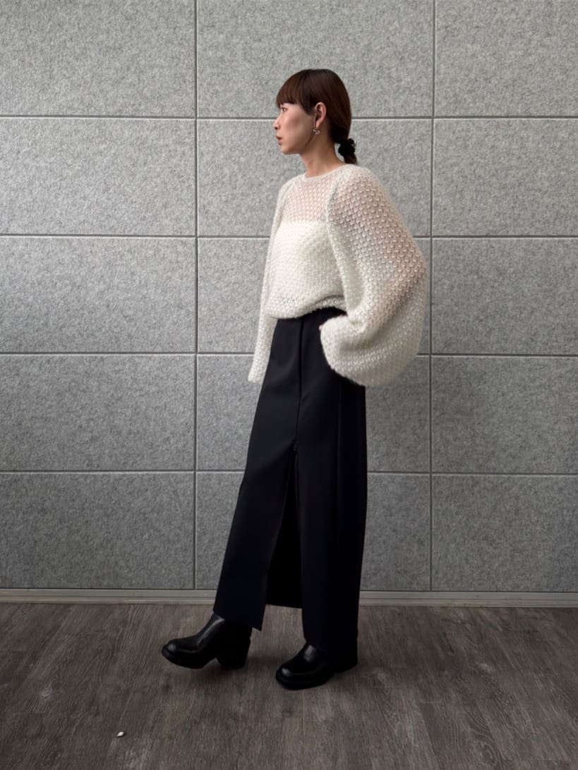 designer yukaさんの「CODE A｜2way sheer mohair pullover」を使ったコーディネート