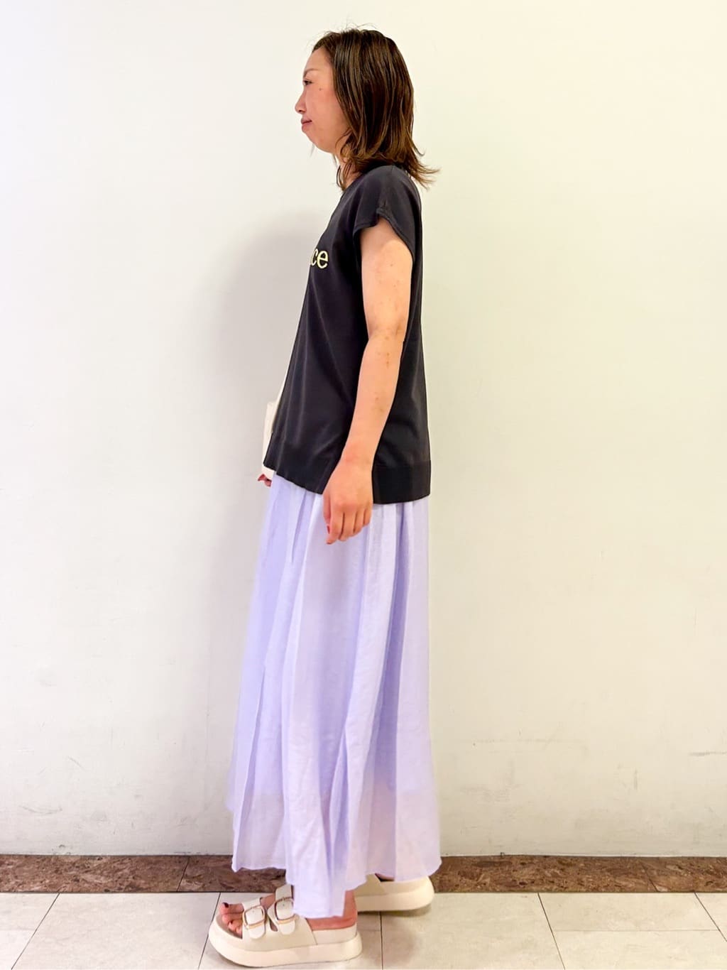 madokaさんの「OPAQUE.CLIP｜ロゴフレンチスリーブニット【洗濯機洗い可／UV／接触冷感／抗ピル】」を使ったコーディネート