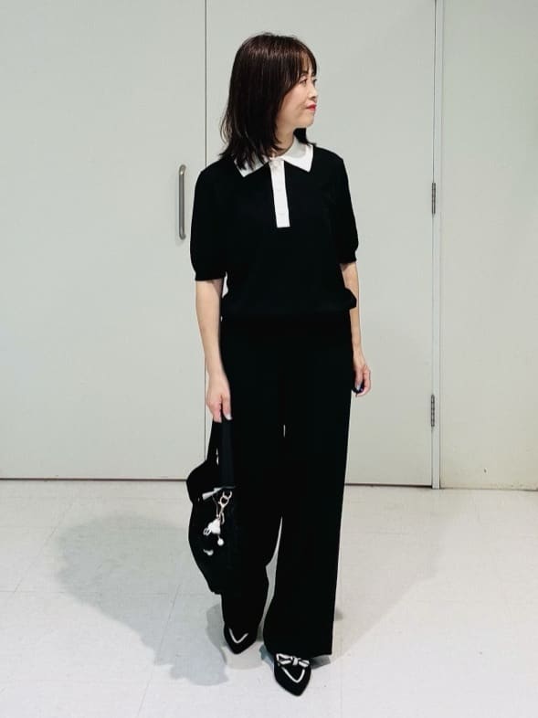 makiさんの「UNTITLED｜【トレンド/きれいめ】5分袖ポロニット」を使ったコーディネート