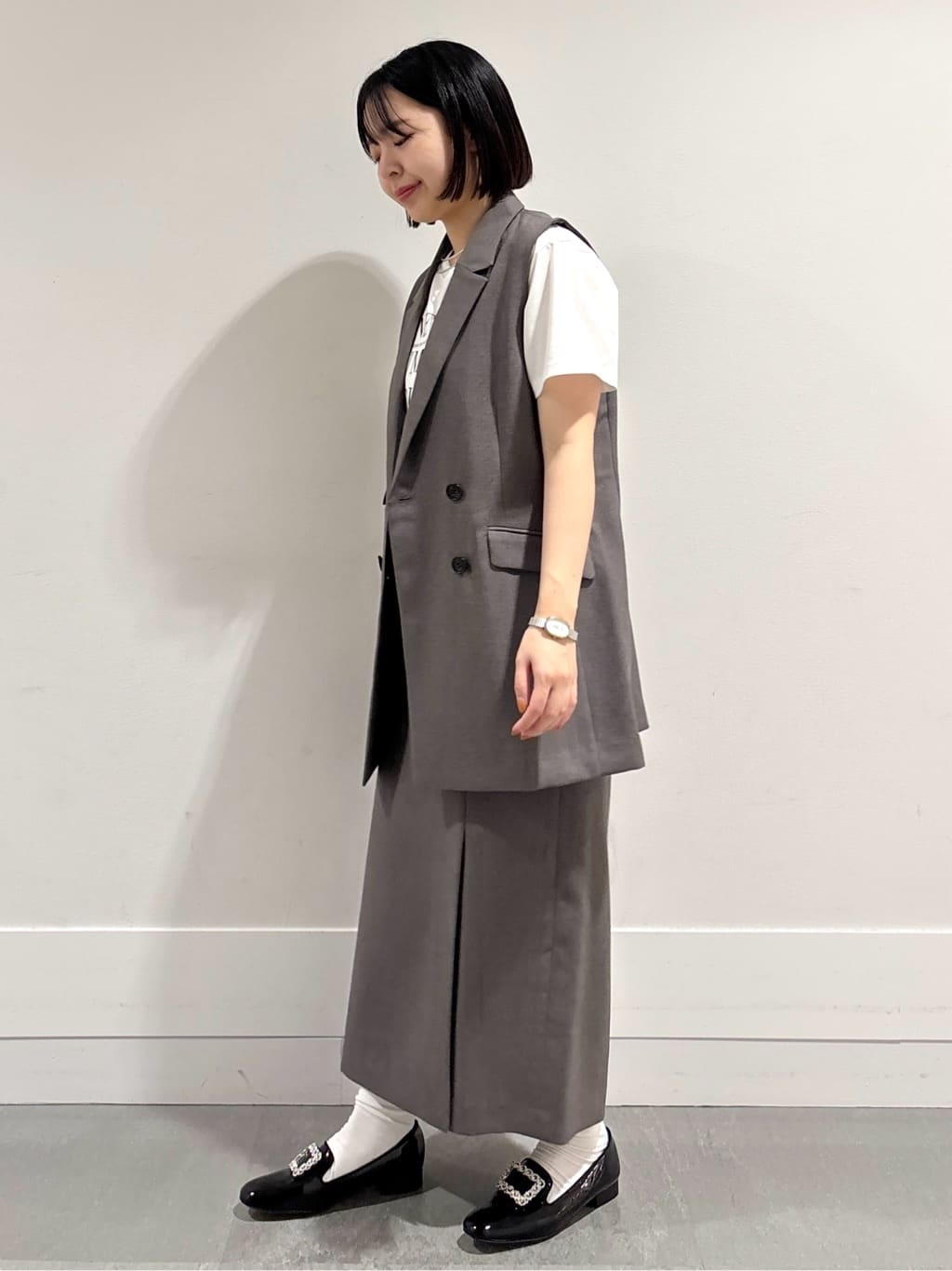モエカさんの「UNTITLED｜【セットアップ可/洗える】スラブテーラードカラージレ」を使ったコーディネート