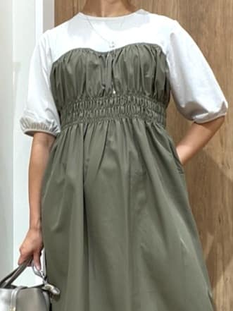 まなしぃさんの「grove｜【洗える/二の腕カバー】一枚で映える！ビスチェドッキングワンピース」を使ったコーディネート