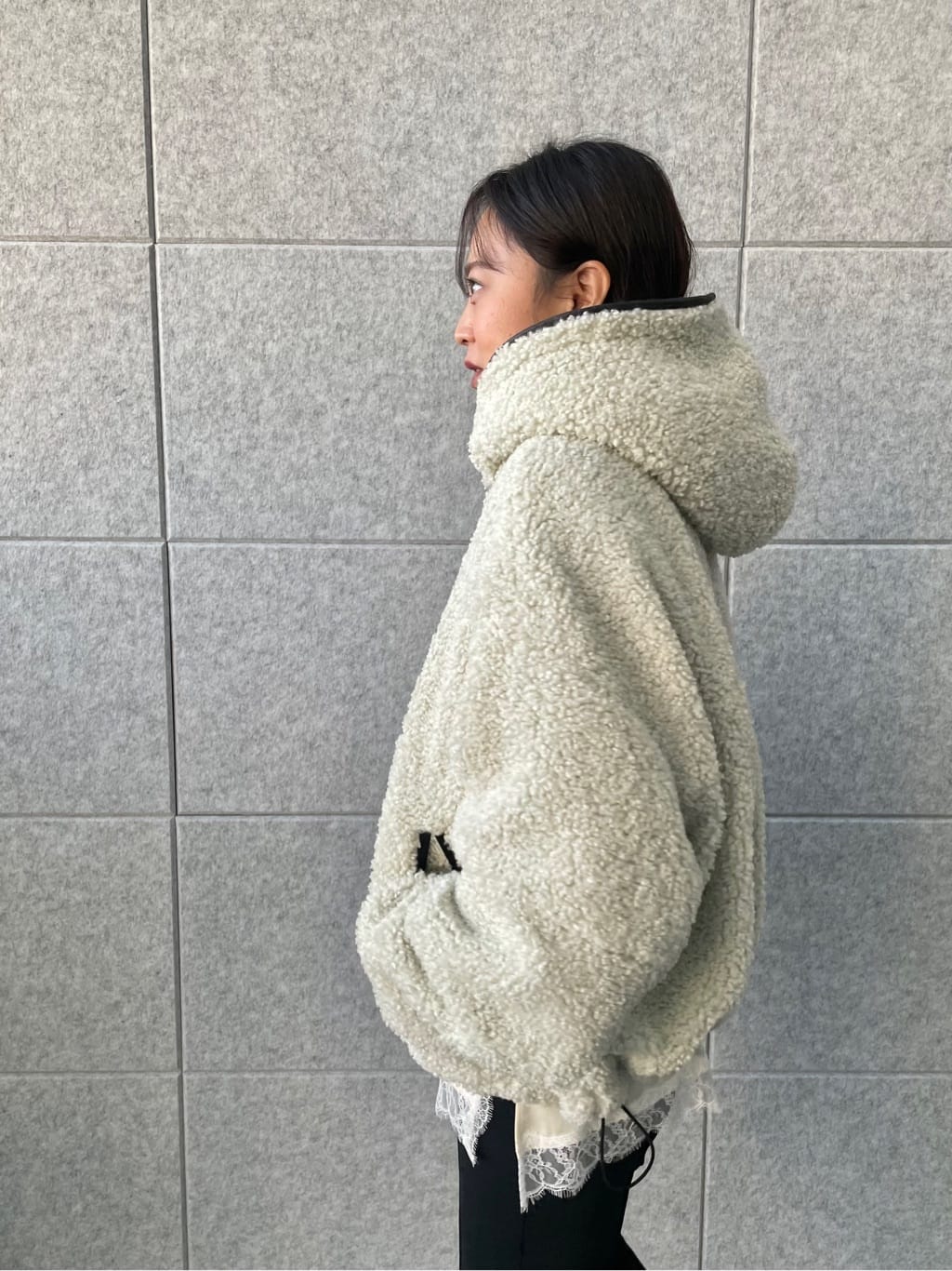 kanakoさんの「CODE A｜boa hoodie blouson」を使ったコーディネート