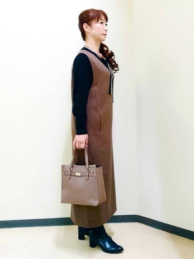 花さんの「Reflect｜【SS-4Lサイズ／選べる6色】テーラードカラーロングウール混コート」を使ったコーディネート