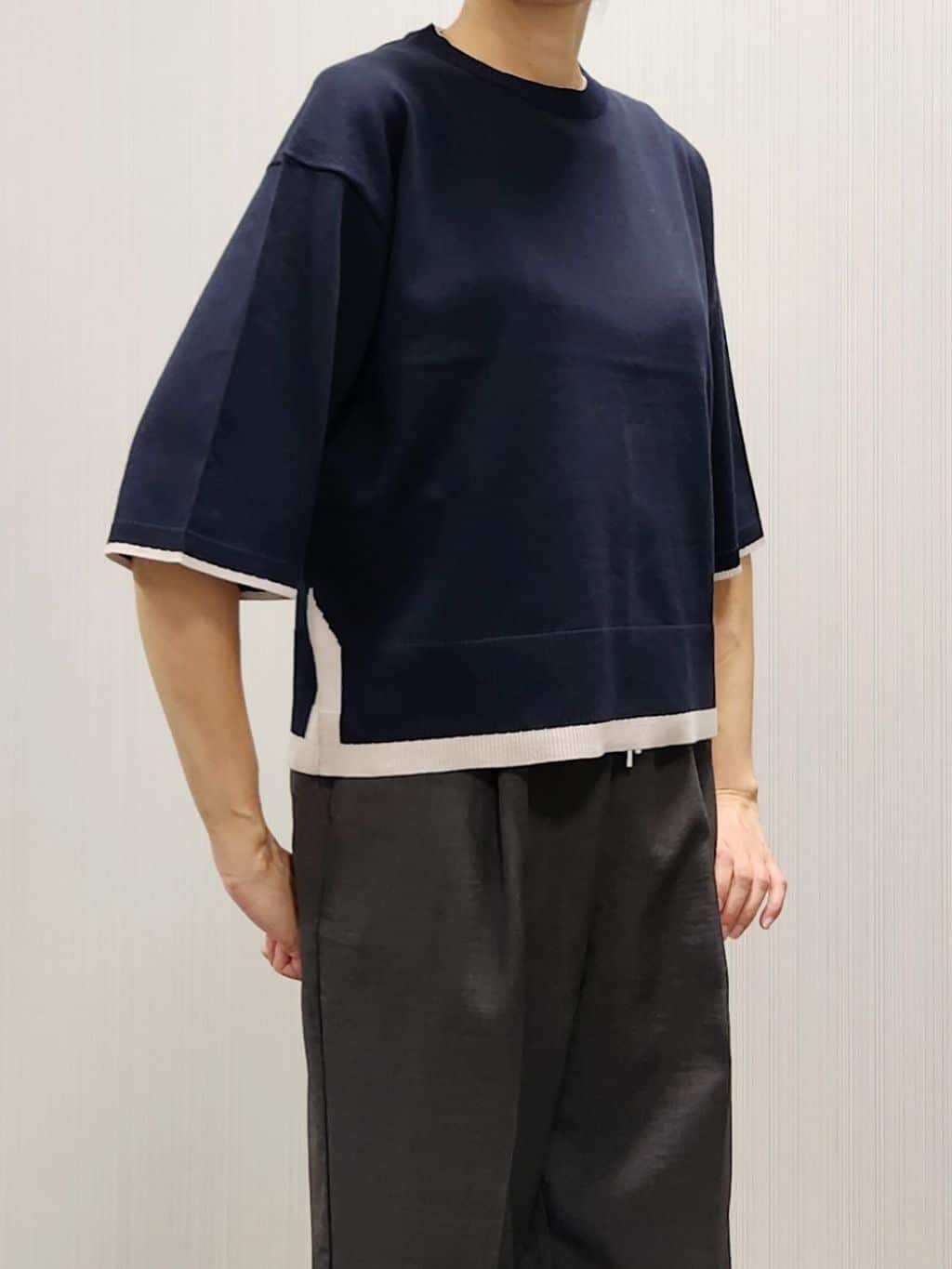 naraさんの「Dessin｜【洗える】バイカラーショート丈ニット」を使ったコーディネート