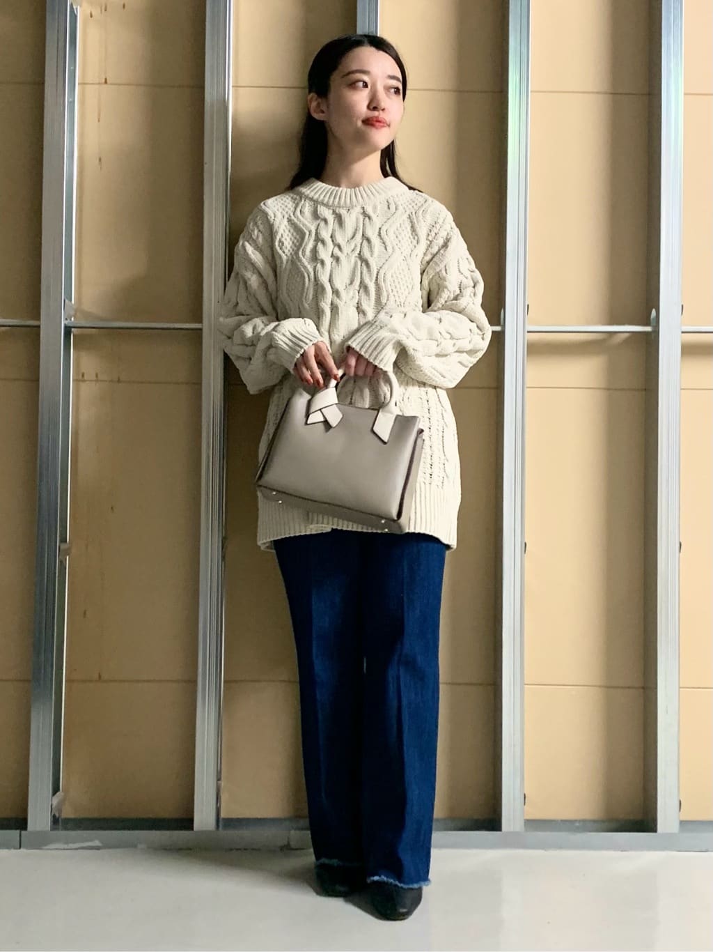 sahoさんの「THE SHOP TK｜【洗える】冬のコーデを盛り上げる マットモール ケーブルニット」を使ったコーディネート