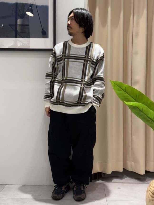 はさんの「THE SHOP TK｜チェックジャカードニット【洗濯機OK】」を使ったコーディネート