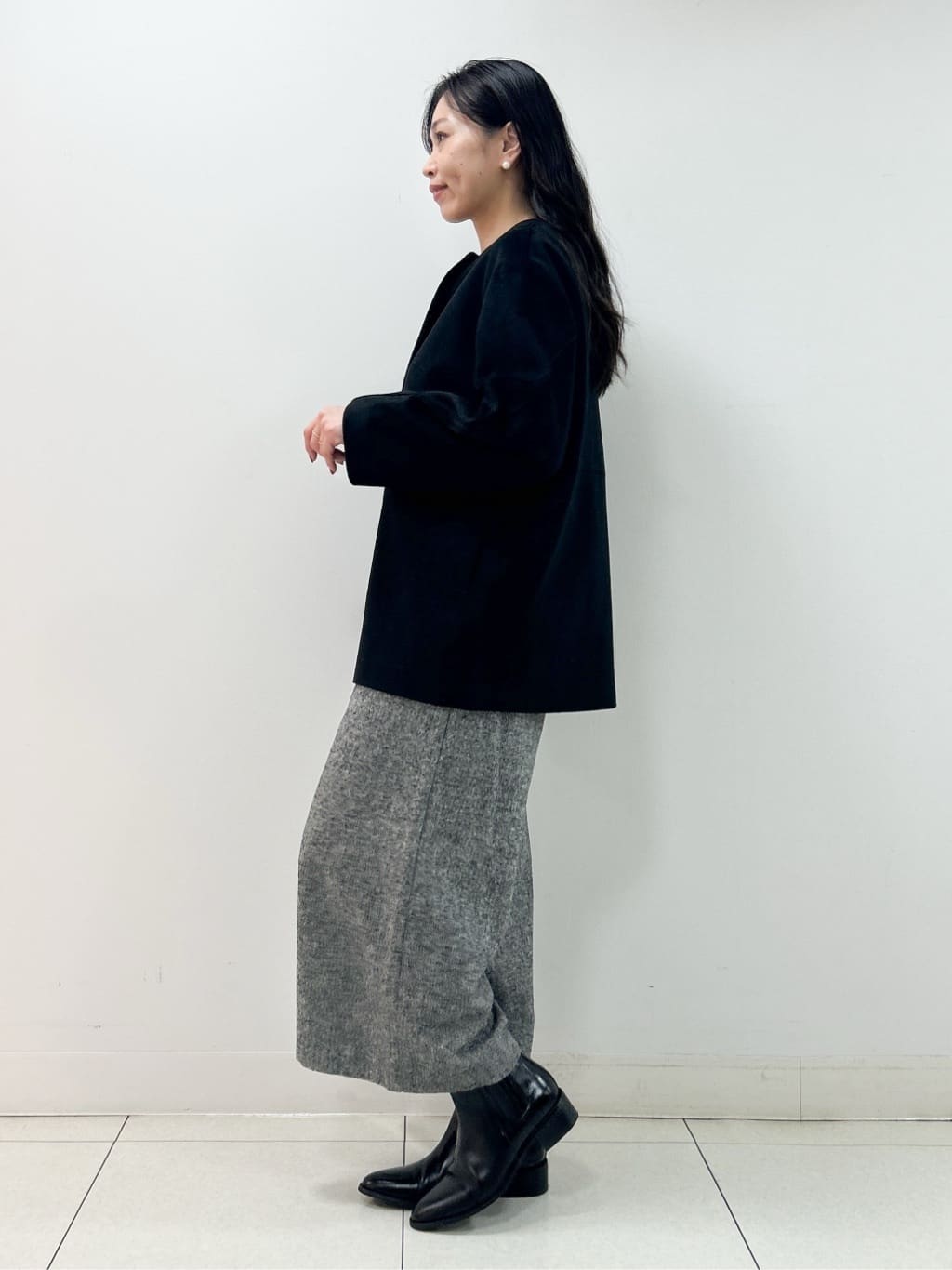 Kaiさんの「Dessin｜ウール混クルーネックコート」を使ったコーディネート