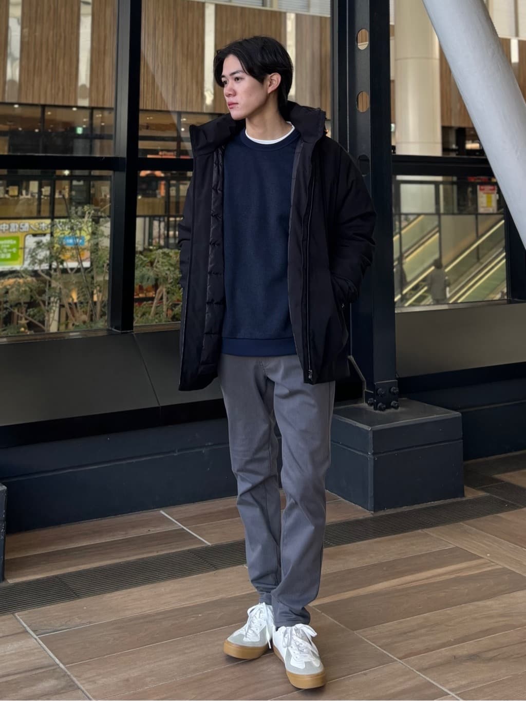 うらしーさんの「THE SHOP TK｜【軽くて、暖かい】SORONA／ソロナ 中綿ブルゾン 防風/軽量/洗濯機OK/フード脱着可」を使ったコーディネート
