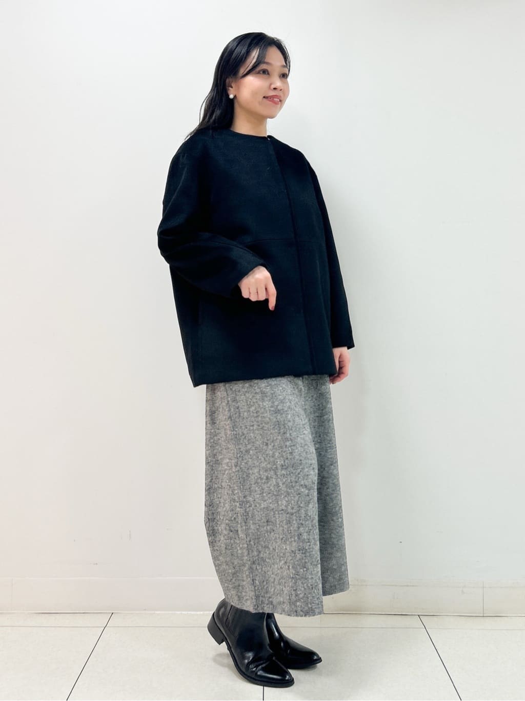 Kaiさんの「Dessin｜ウール混クルーネックコート」を使ったコーディネート