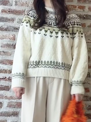 tokiさんの「THE SHOP TK｜上品さと少しの遊び心を モール求心柄ニット」を使ったコーディネート