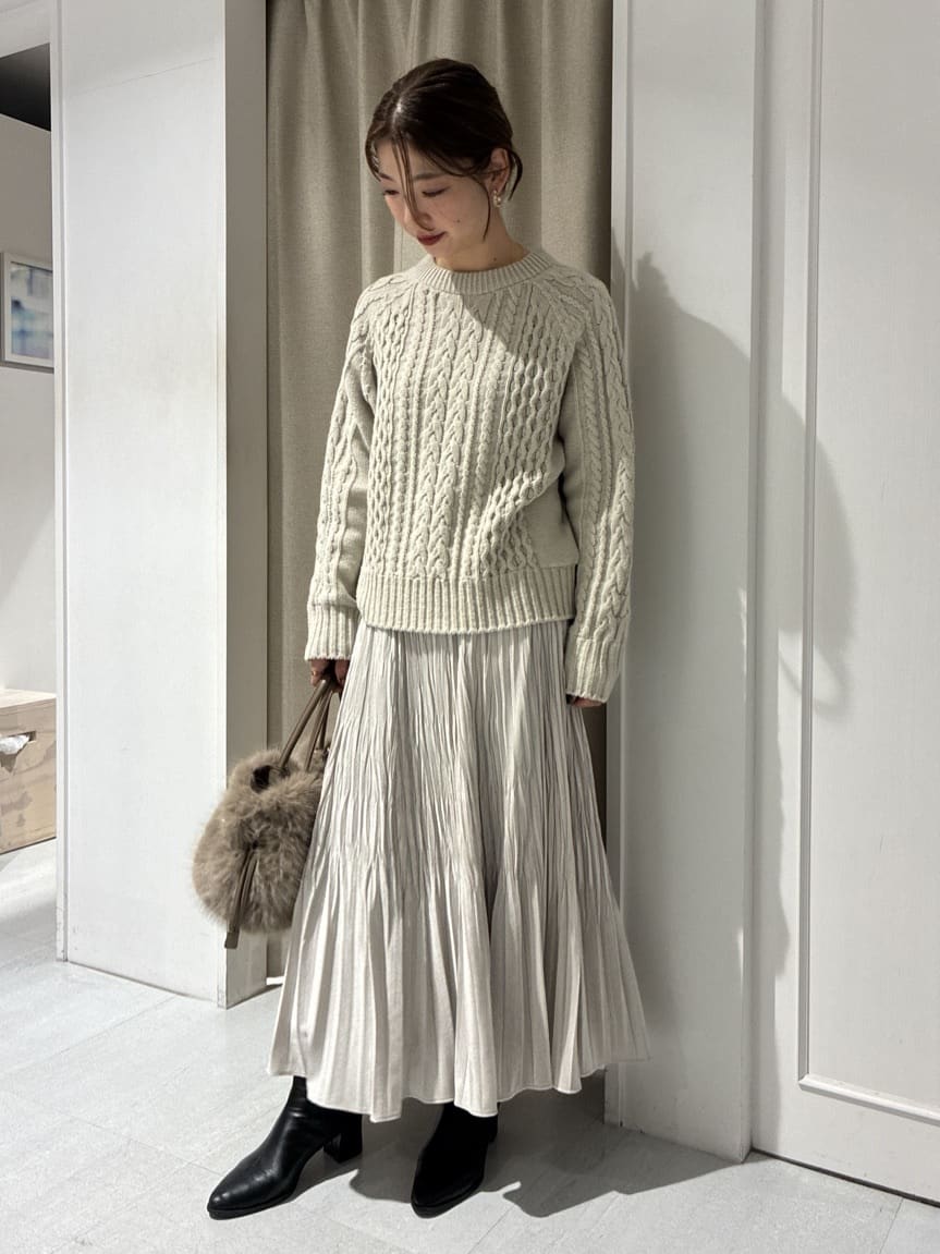 Rinさんの「UNTITLED｜【洗える】スポンディッシュ ケーブル柄ニット」を使ったコーディネート
