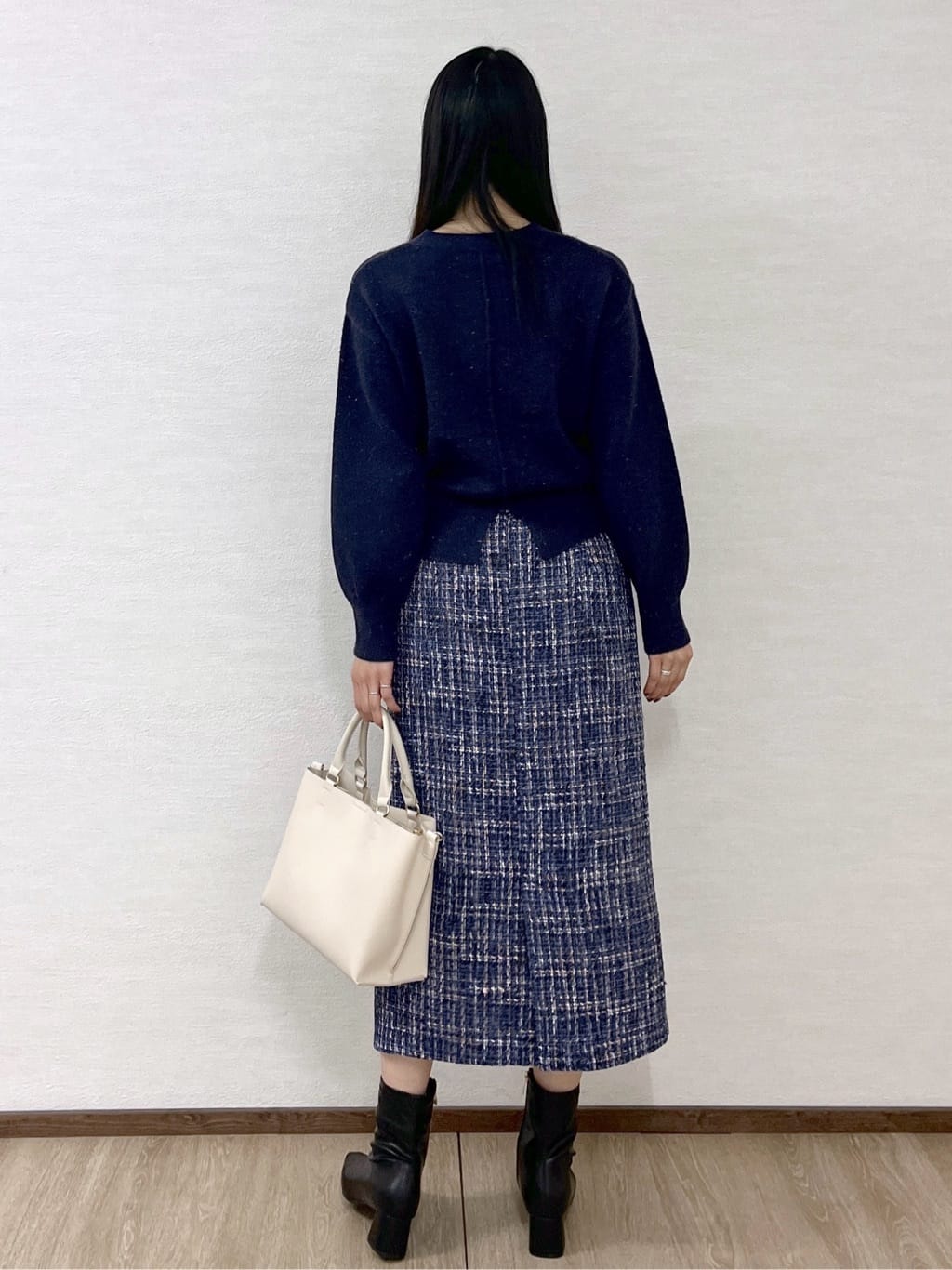 sachikoさんの「OPAQUE.CLIP｜ファンシーツイードナロースカート【洗濯機OK】」を使ったコーディネート