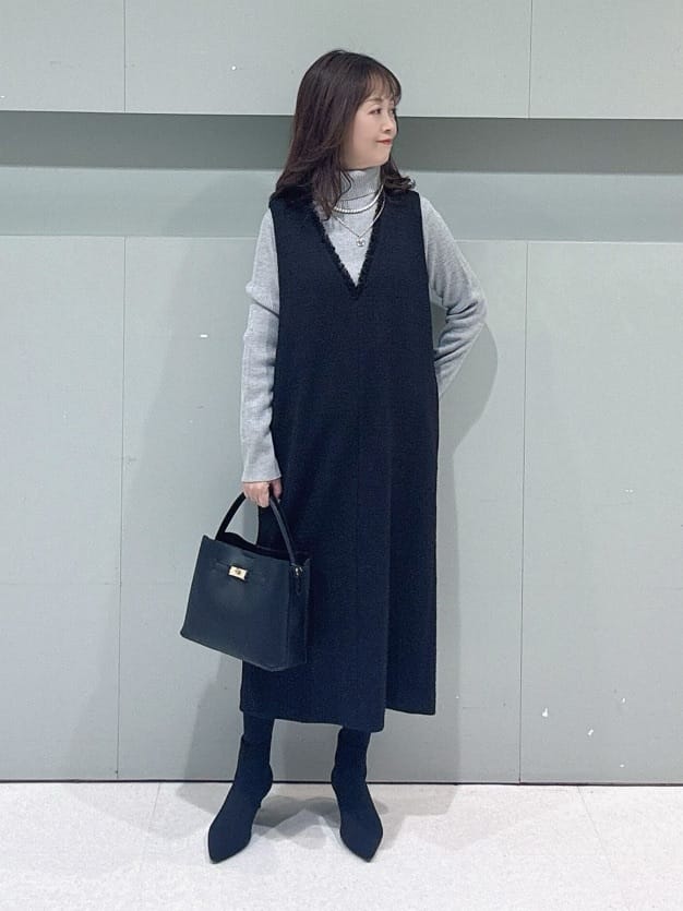 makiさんの「UNTITLED｜【日本製／通勤／フォーマル】カシミヤ混ノーカラーコート」を使ったコーディネート