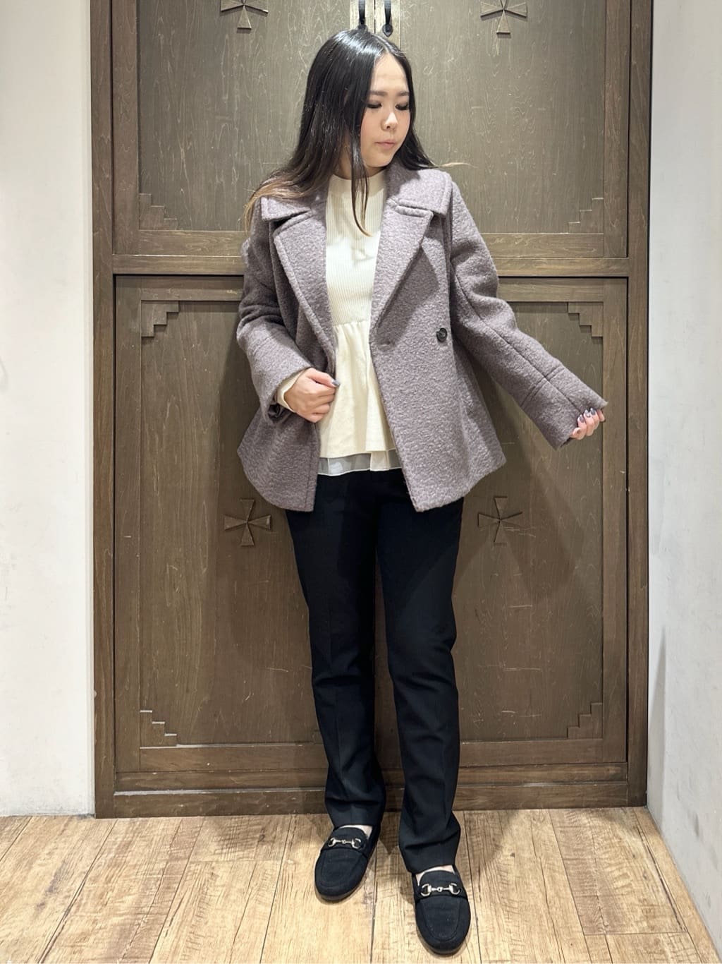 kanaさんの「index｜ウォームストレッチテーパードパンツ【洗濯機OK／防シワ／吸湿発熱】《XS～3L》」を使ったコーディネート