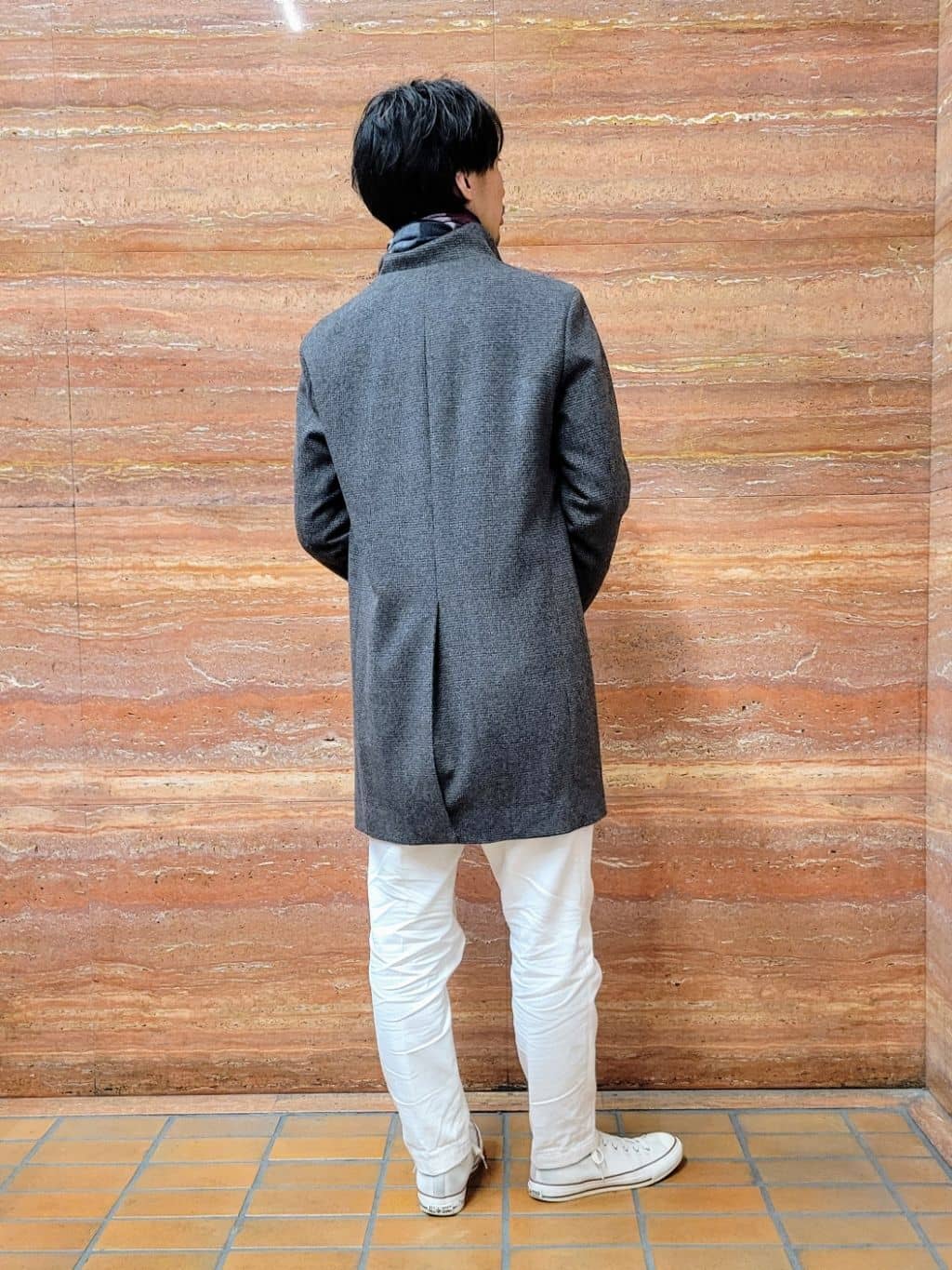 piroyaさんの「TAKEO KIKUCHI｜カシミヤブレンド ビーバー調ピンヘッドスタンドカラーコート」を使ったコーディネート