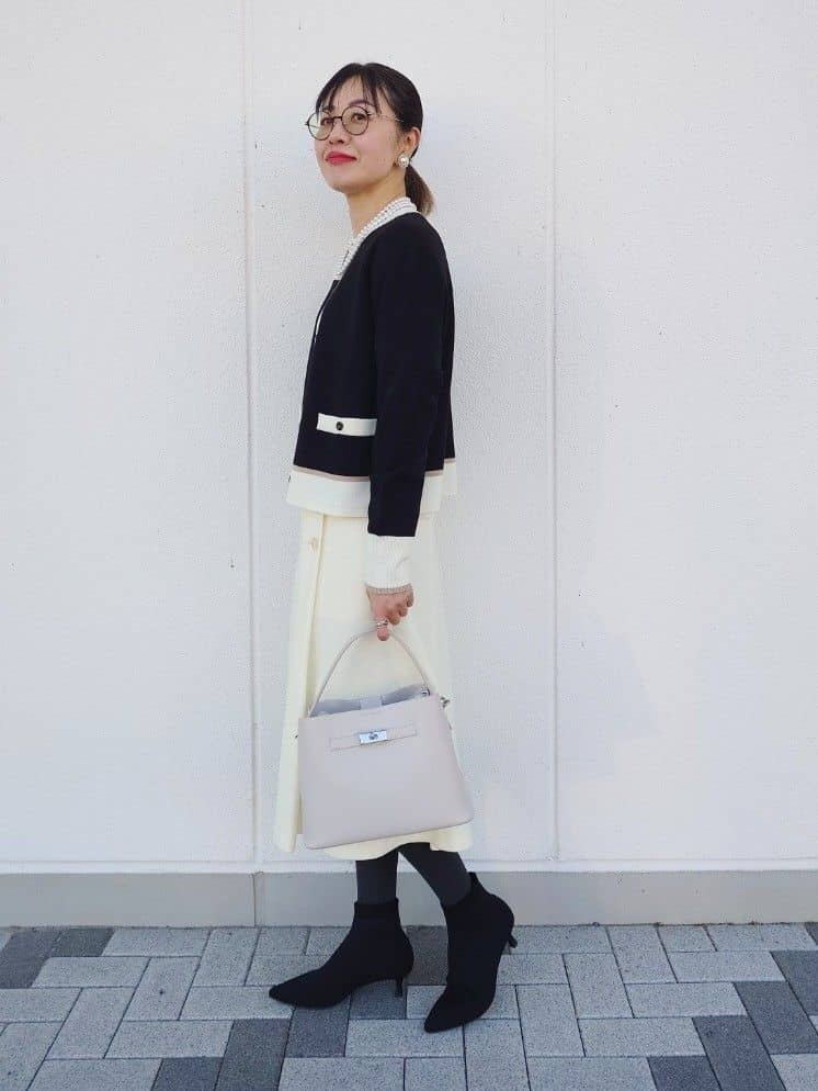 MUTSUKOさんの「UNTITLED｜【アンサンブル可/ジャケット風】ウールミラノリブカーディガン」を使ったコーディネート