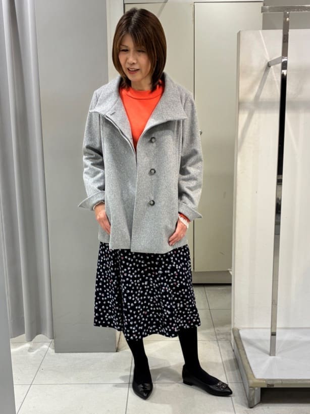 たみちゃんさんの「Reflect｜【SS-4Lサイズ／衿が顔に当たらない◎】スタンドネックミドルコート」を使ったコーディネート