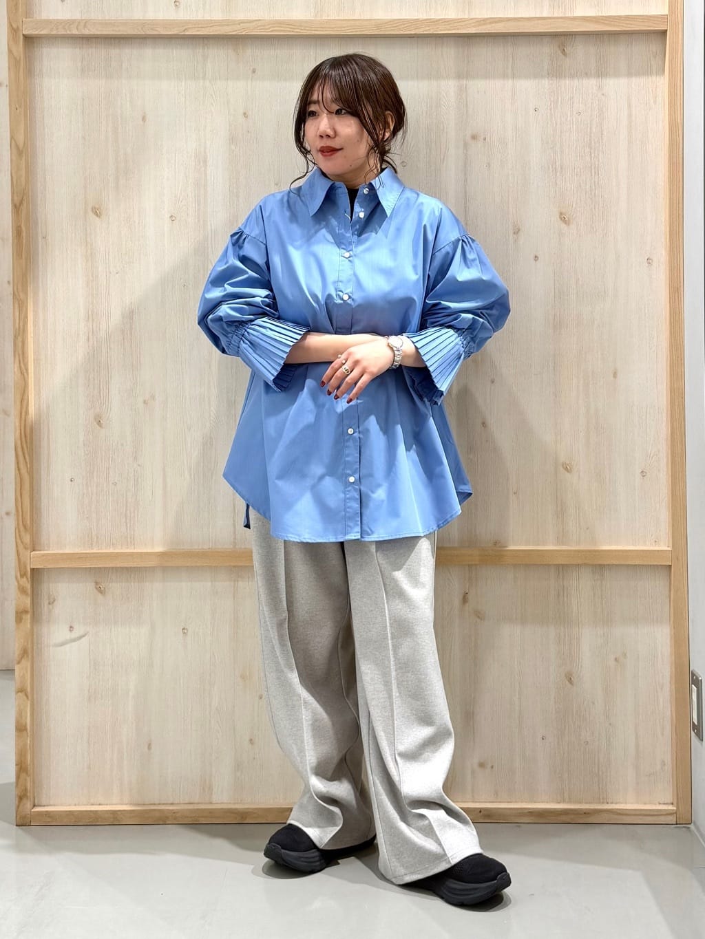 nanaさんの「THE SHOP TK｜ピンタックワイドパンツ」を使ったコーディネート