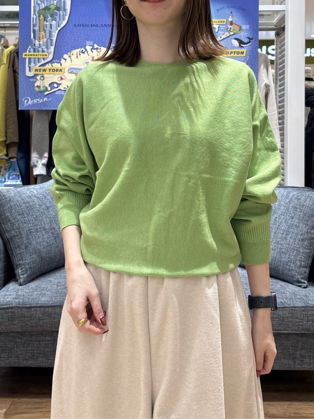 risaさんの「Dessin｜【洗える】ウールブレンド後ろボタンニット」を使ったコーディネート
