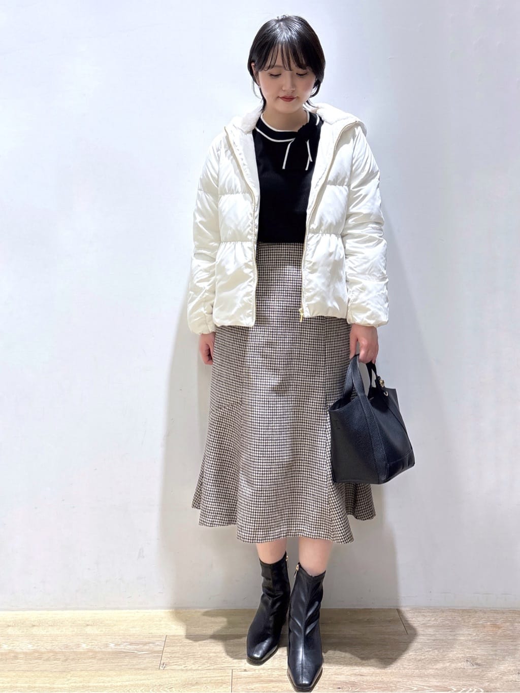 mizukiさんの「index｜サイドリボンバイカラーニット【洗濯機OK】」を使ったコーディネート