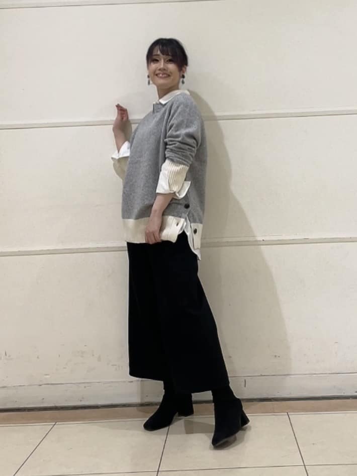watanabeさんの「UNTITLED｜【重ね着もおすすめ/洗える】ウールカシミヤ クルーネックニット」を使ったコーディネート
