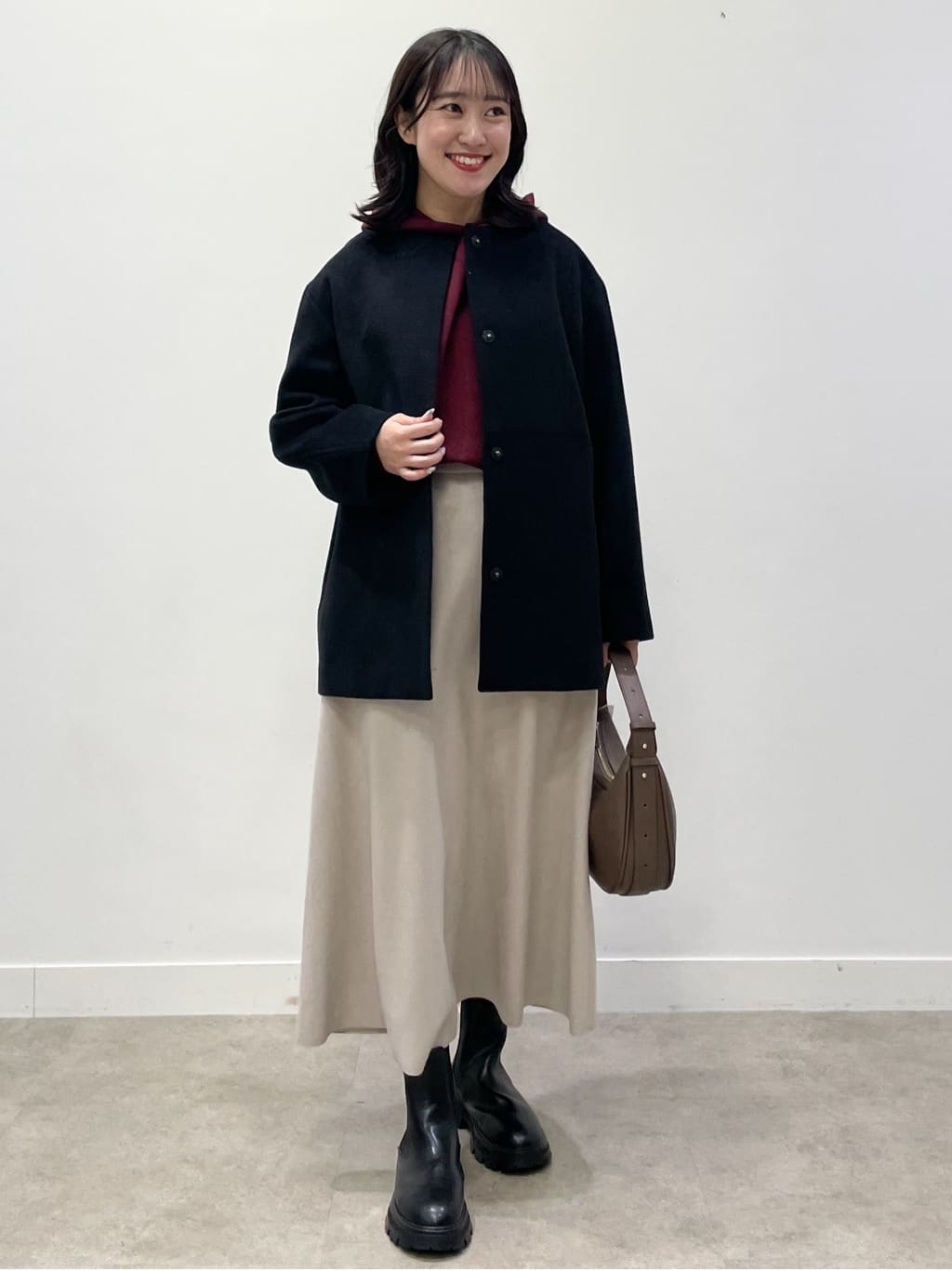 yukariさんの「Dessin｜ウール混クルーネックコート」を使ったコーディネート