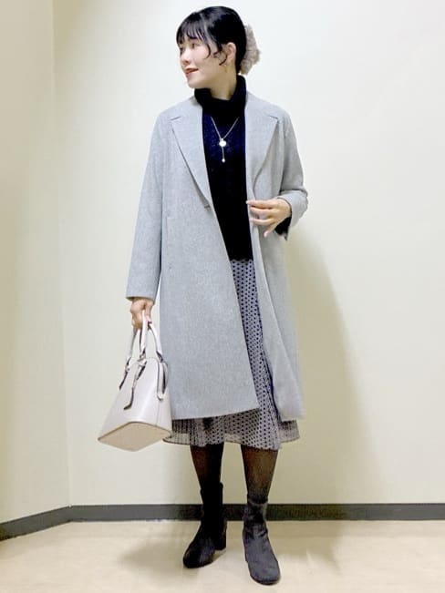  beni_gingerさんの「Reflect｜【ほんのりラメ感◎】ふわふわフェザーヤーンハイネックニット」を使ったコーディネート
