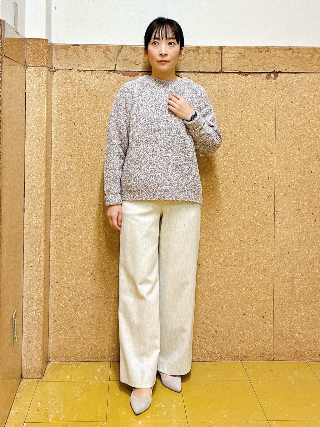 hattoriさんの「INDIVI｜【褒められパンツ／ウール混】ウォームウール ワイドパンツ」を使ったコーディネート