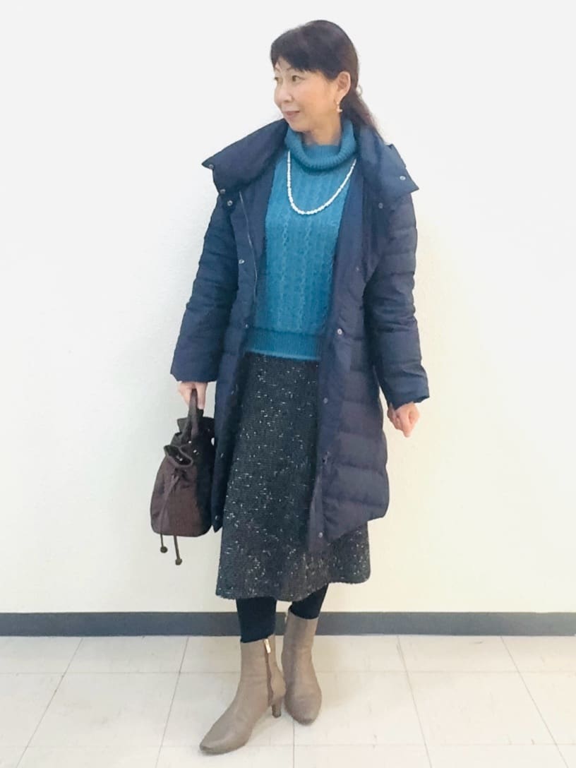 ⭐︎Eimi⭐︎さんの「Reflect｜【ほんのりラメ感◎】ふわふわフェザーヤーンハイネックニット」を使ったコーディネート