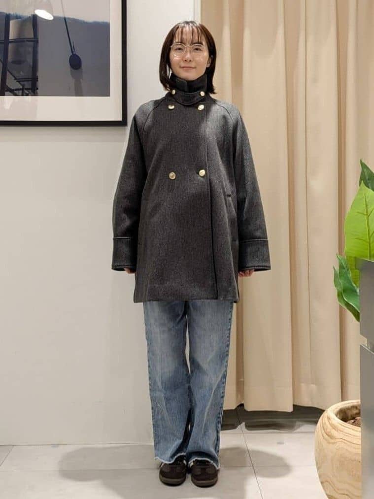 なめさんの「THE SHOP TK｜クラシカルな装い ウールライクスタンドカラーコート」を使ったコーディネート