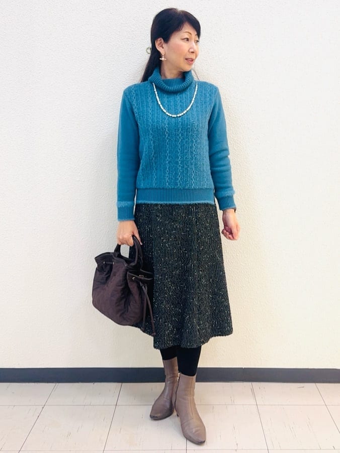⭐︎Eimi⭐︎さんの「Reflect｜【ほんのりラメ感◎】ふわふわフェザーヤーンハイネックニット」を使ったコーディネート