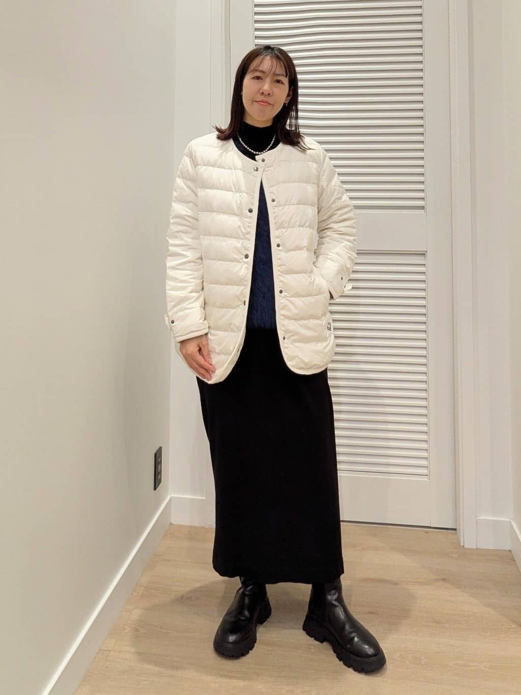 enさんの「Dessin｜【撥水・2WAY】ミュラーダウンコートミドル丈」を使ったコーディネート