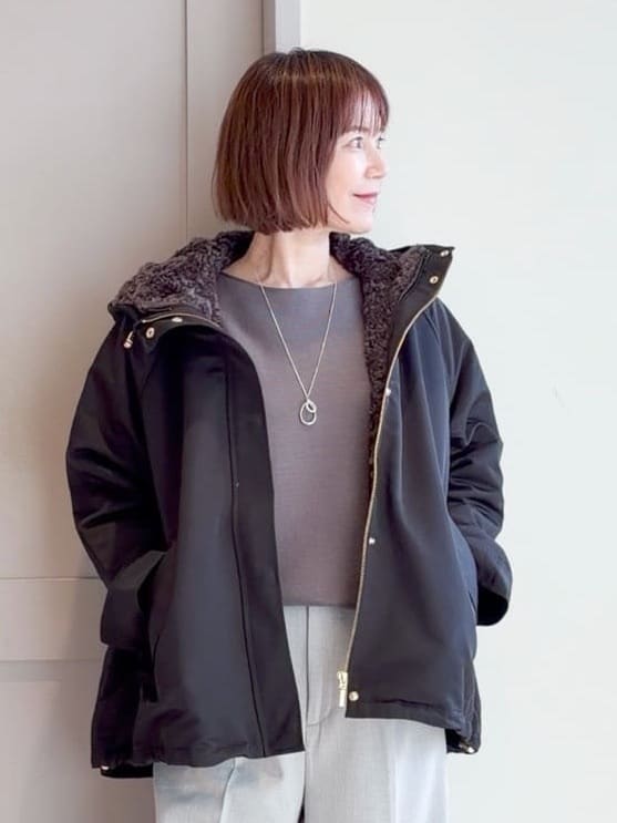 yamakoさんの「grove｜【名品アウター/3WAY・はっ水】ボアライナー付マウンテンパーカ」を使ったコーディネート