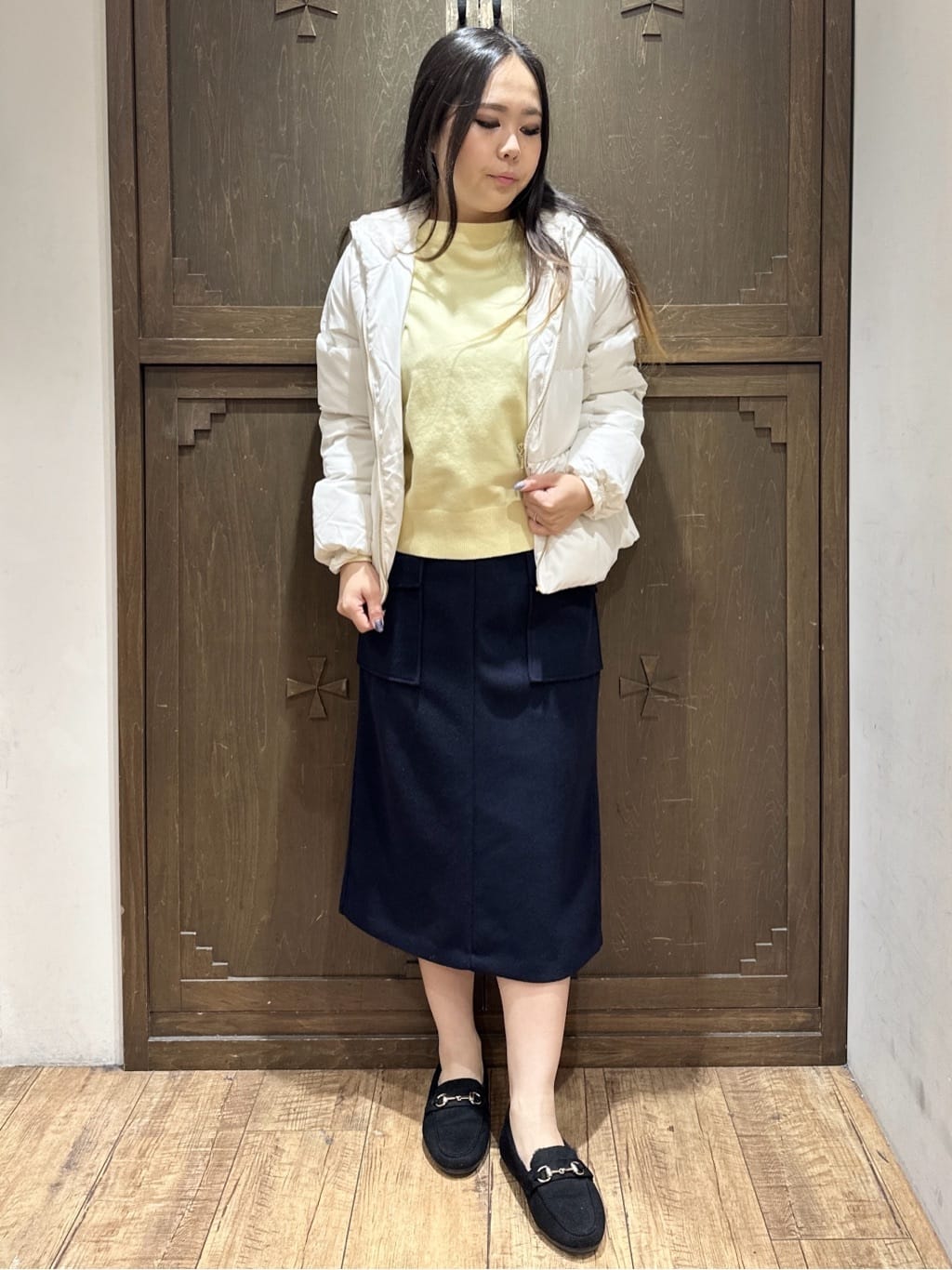 kanaさんの「index｜KAWADAダウンペプラムショートコート【撥水／洗濯機OK／静電気防止裏地】」を使ったコーディネート