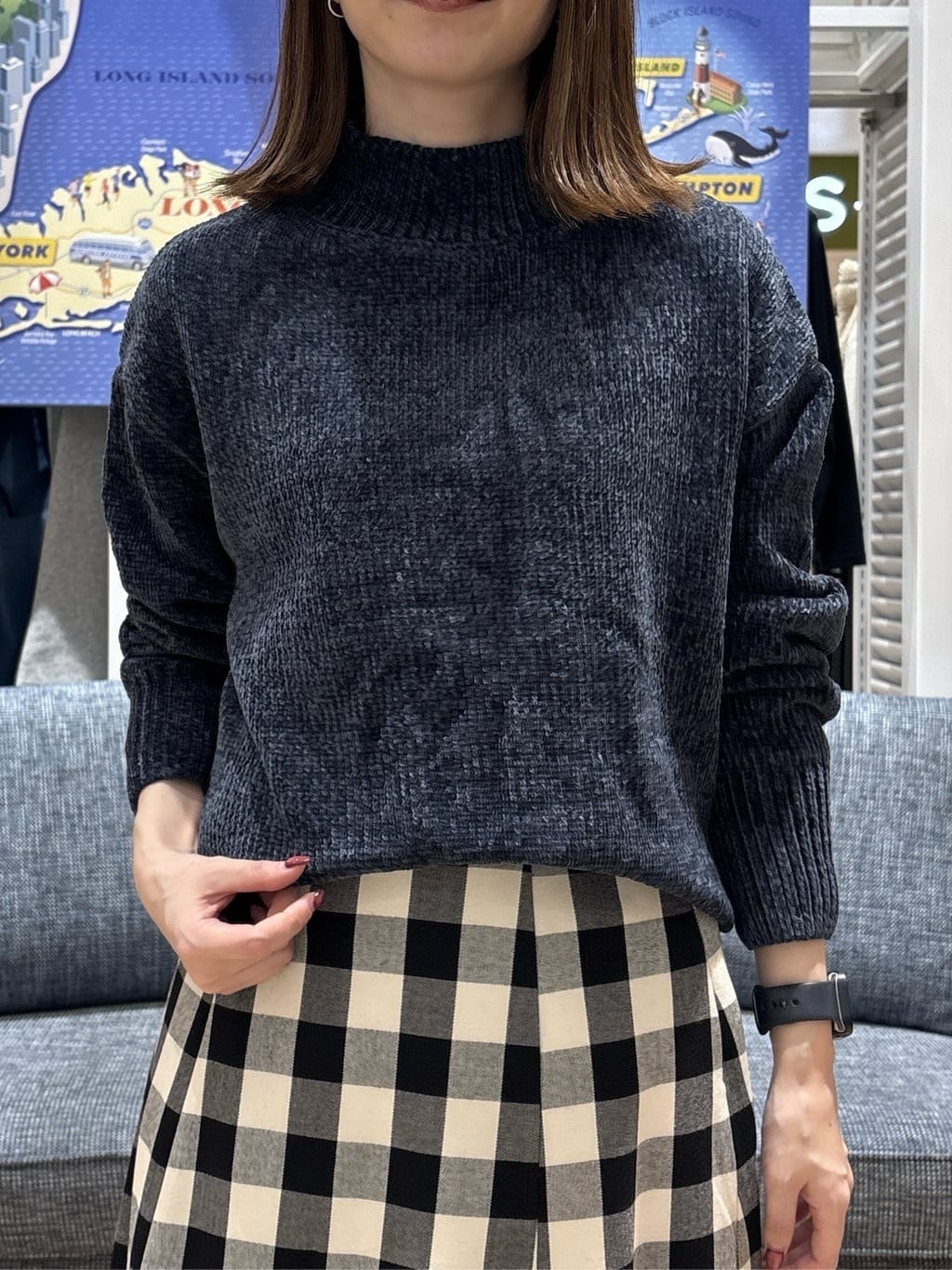 risaさんの「Dessin｜【洗える】ハイネックベロアモールニット」を使ったコーディネート