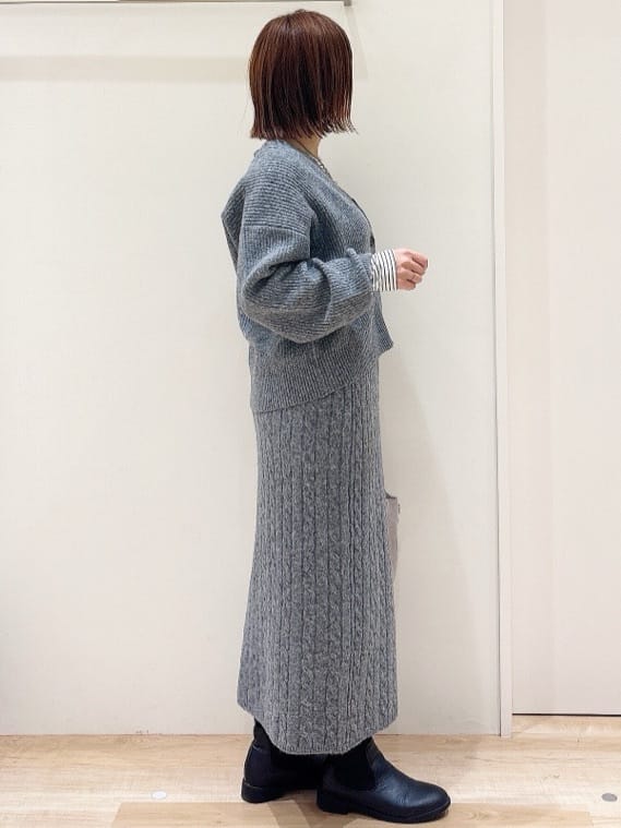 MIYUさんの「grove｜【人間工学/履き心地らくちん】ニットコンビブーツ」を使ったコーディネート