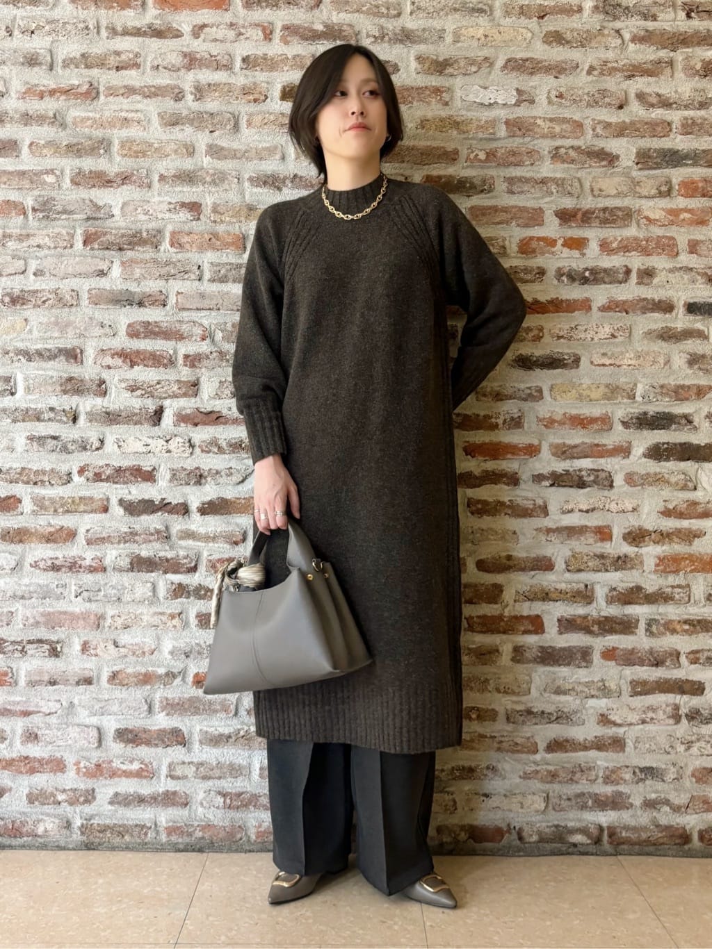 しばさんの「THE SHOP TK｜ジャージメルトンスタンドカラーコート」を使ったコーディネート