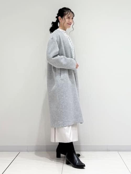 kayoさんの「INDIVI｜【軽量／ウール混】ライトフォルム ロングコート」を使ったコーディネート