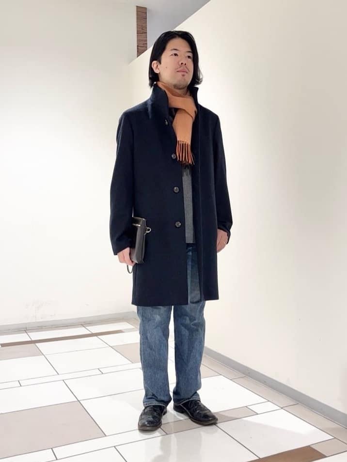 及川さんの「TAKEO KIKUCHI｜【ウールカシミヤブレンド】ビーバー調 スタンドカラー コート」を使ったコーディネート