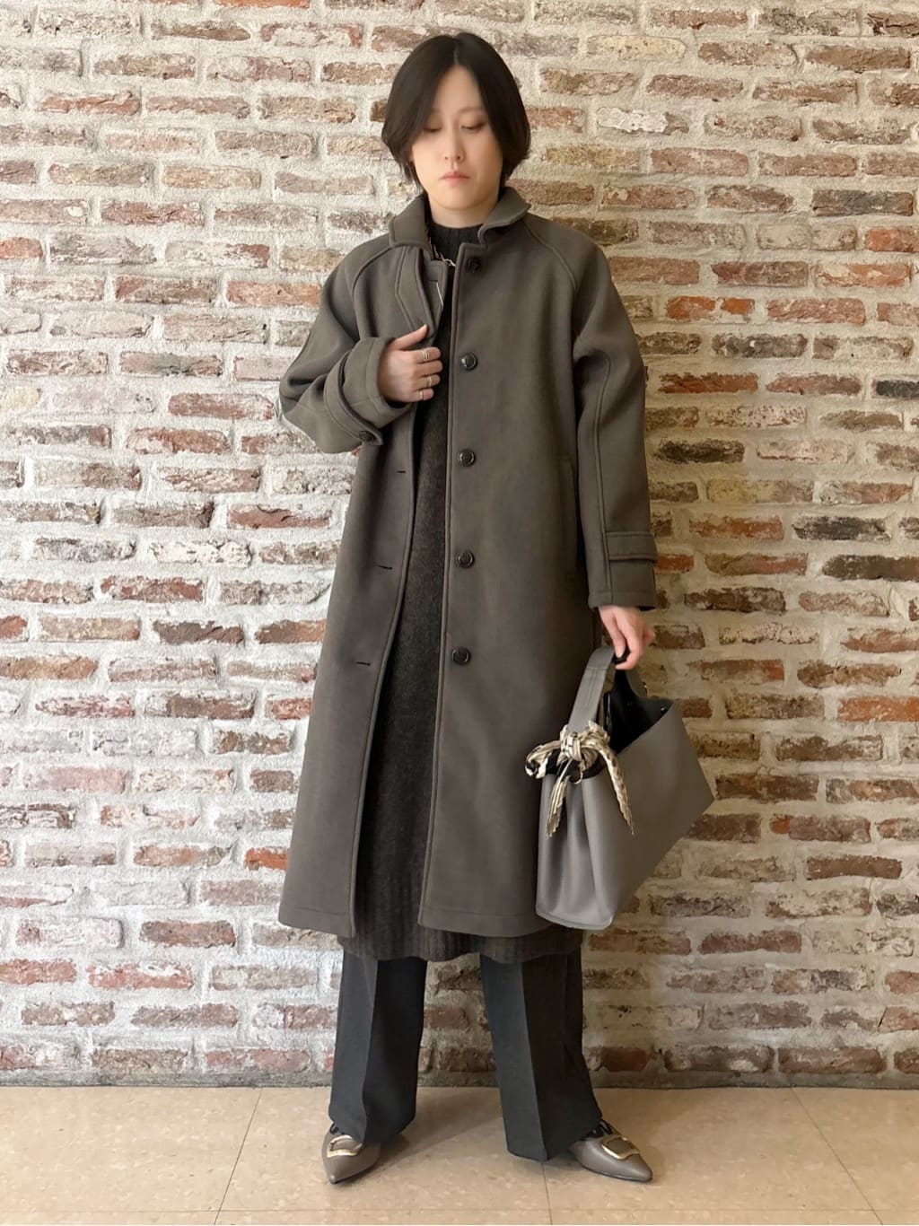 しばさんの「THE SHOP TK｜ジャージメルトンスタンドカラーコート」を使ったコーディネート