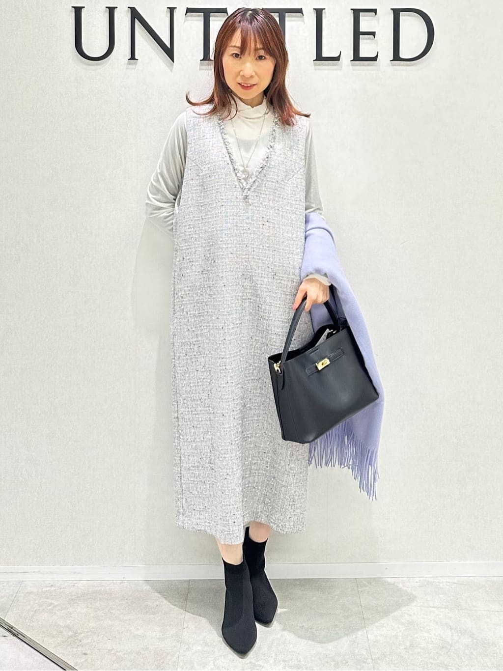 Miwaさんの「UNTITLED｜【ハイネック/レイヤード/重ね着におすすめ】トリコットベロア シアーインナー」を使ったコーディネート