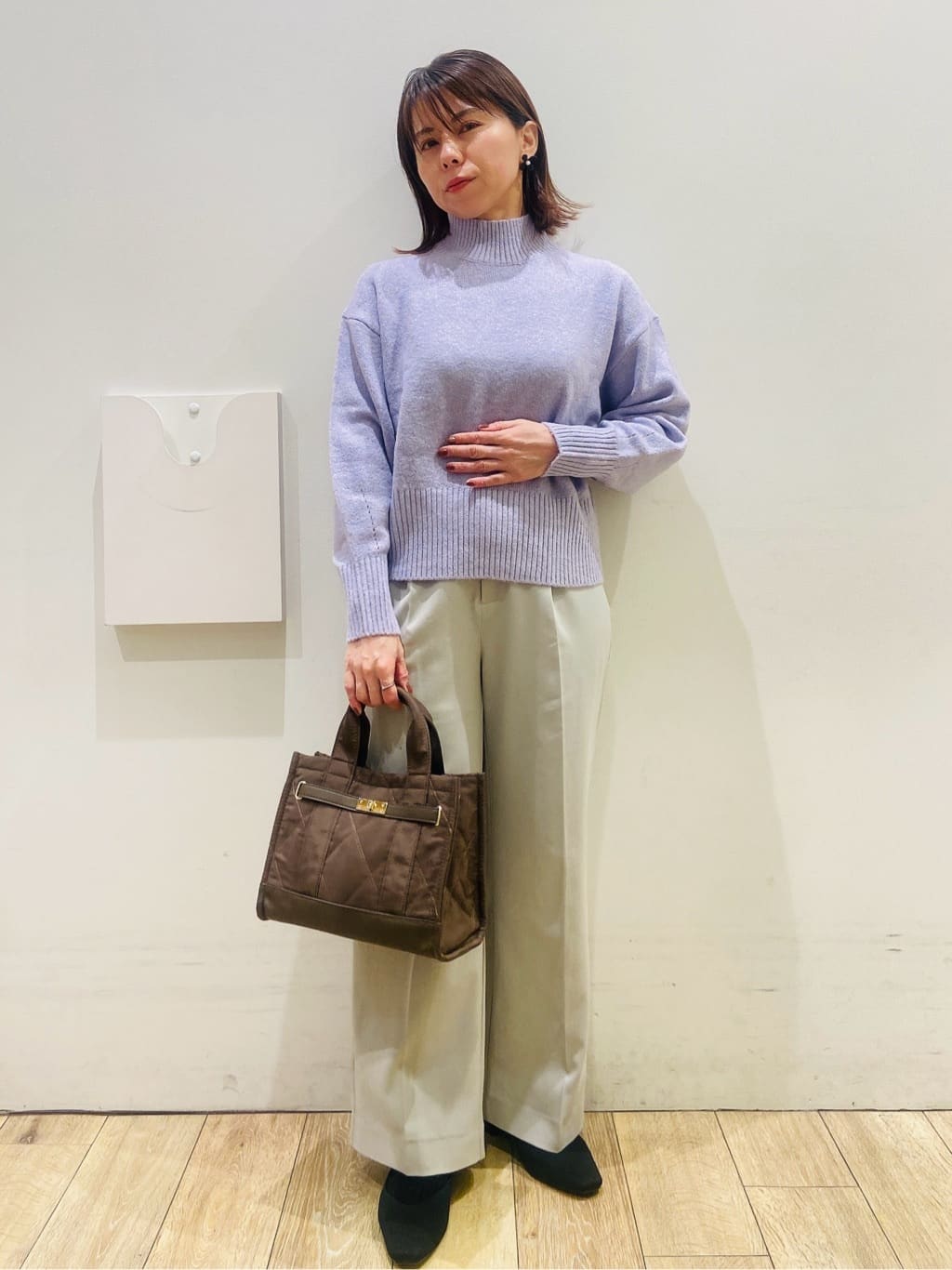 YUKOさんの「index｜選べる2丈 ハイネックカラーミックスラメニット【洗濯機OK】」を使ったコーディネート